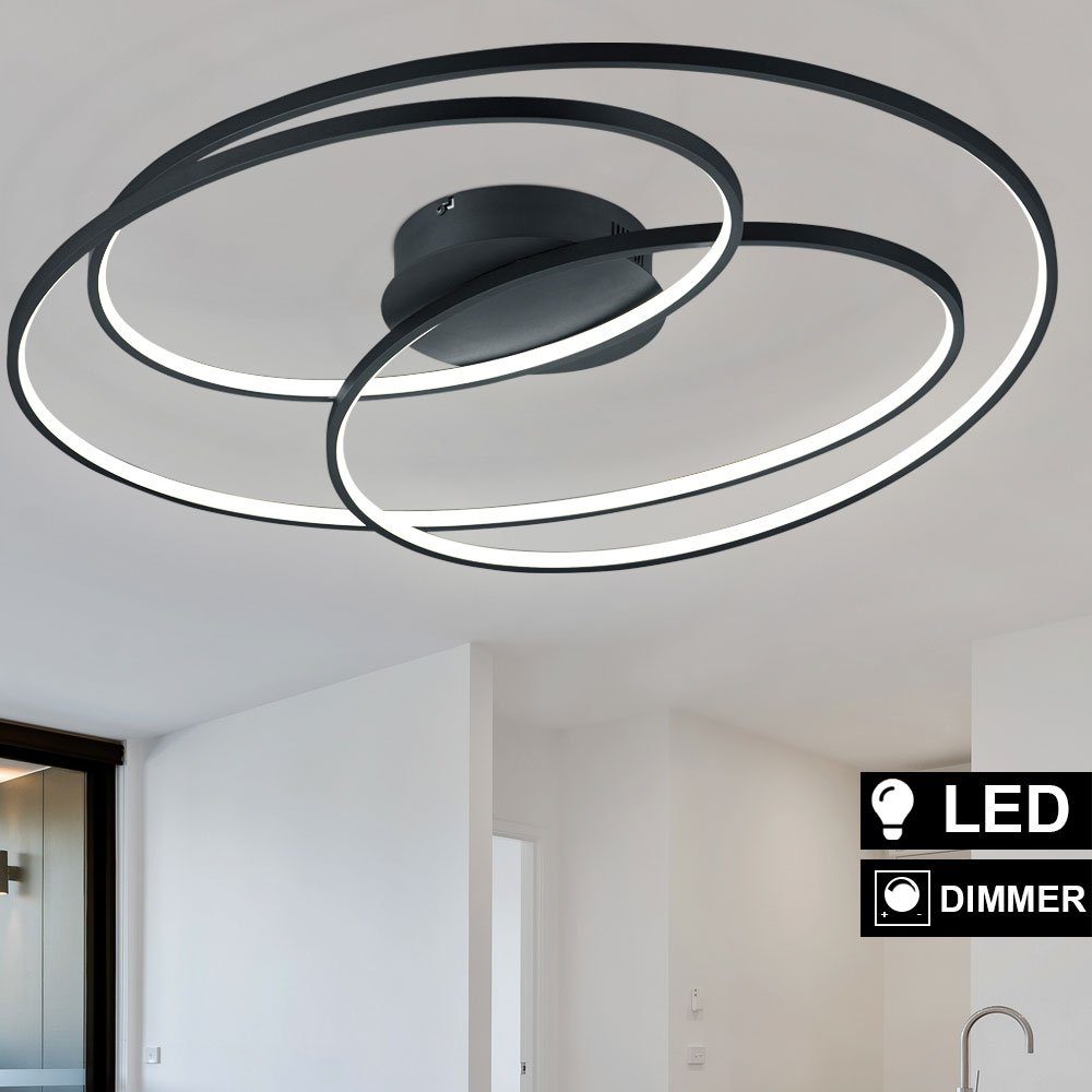 LED Luxus Decken Lampe Wohn Ess Zimmer Beleuchtung Ring Design Leuchte schwarz 