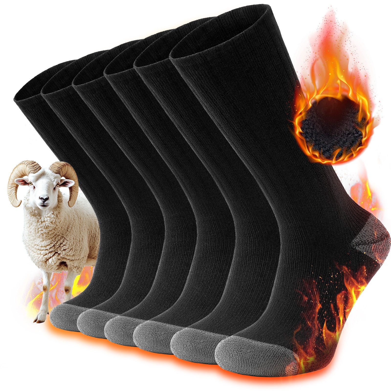 TANSTC Thermosocken Wandersocken Damen Herren Wärme Merino Wolle Socken Wollsocken (Packung, 3 Paar Socken) Atmungsaktiv, hautfreundlich, Strapazierfähig & langlebig