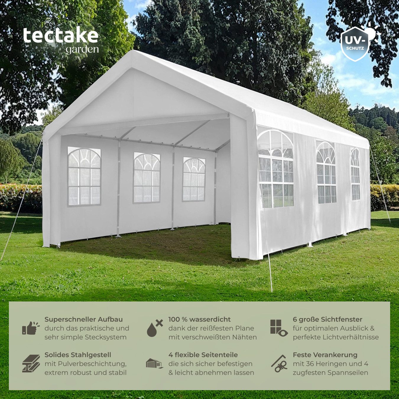 tectake Pavillon Jasko, mit 4 Seitenteilen, (600 x 400 x 315 cm, Komplettse günstig online kaufen