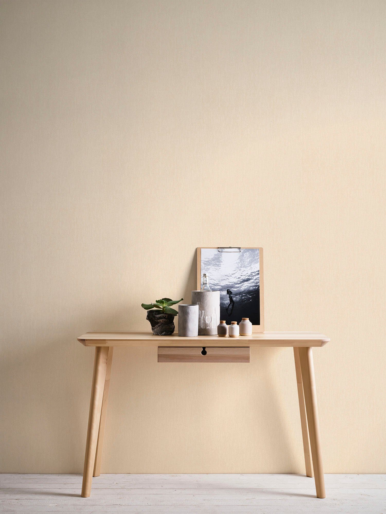 Bricoflor Skandinavische Tapete In Creme Beige Uni Vliestapete In Textilopt günstig online kaufen