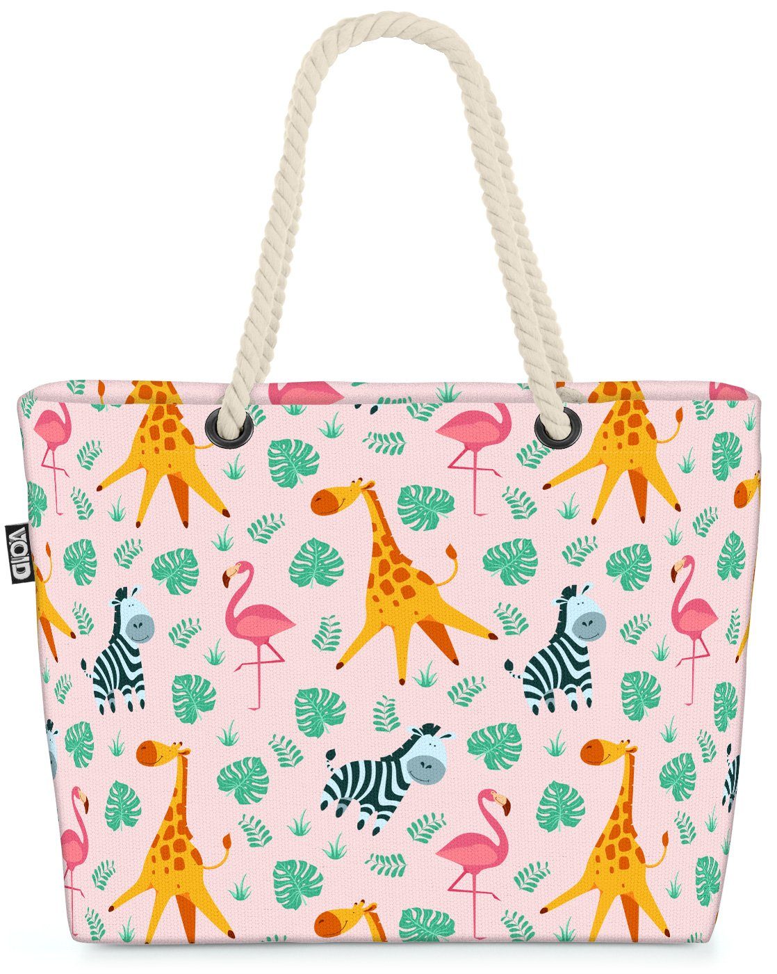 VOID Strandtasche (1-tlg), Afrika Tiere Palmen Beach Bag Kinder Kindermuster Kinderzimmer Giraffe Zebra