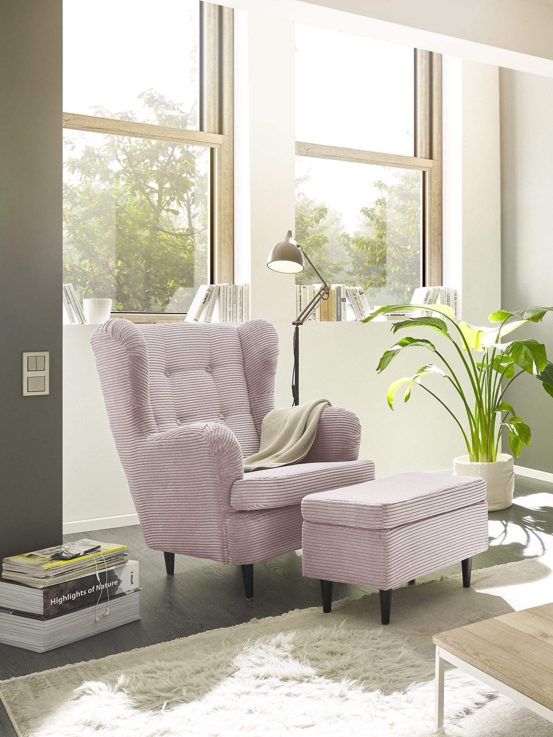 freiraum Ohrensessel OSKAR (Sessel und Hocker), (Sessel und Hocker) in Flamingo - 78x102x98 (BxHxT)
