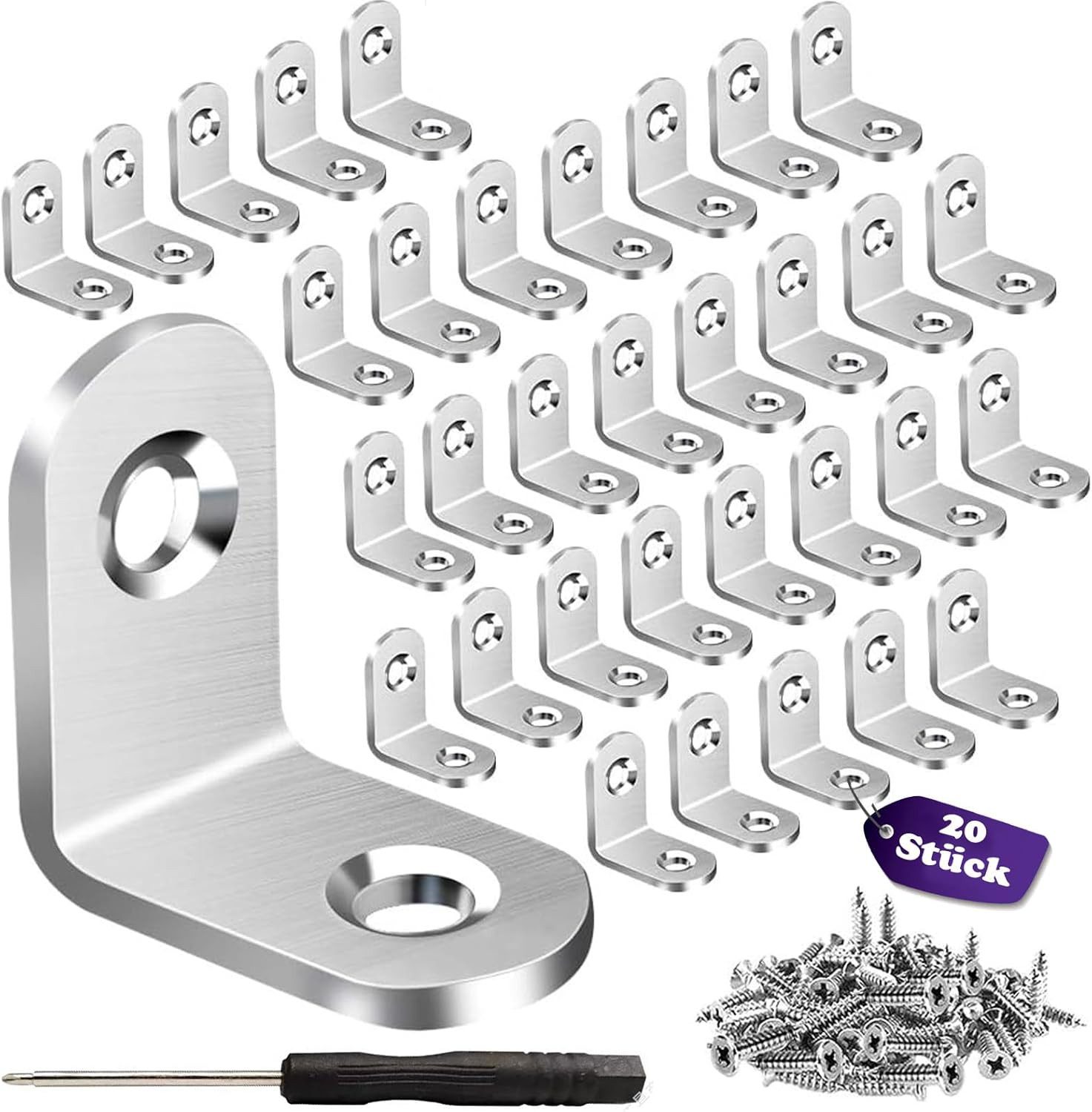 FELIXLEO Stützelement 20 Stück Winkelverbinder, 30 x 30 mm Metallwinkel 90 günstig online kaufen