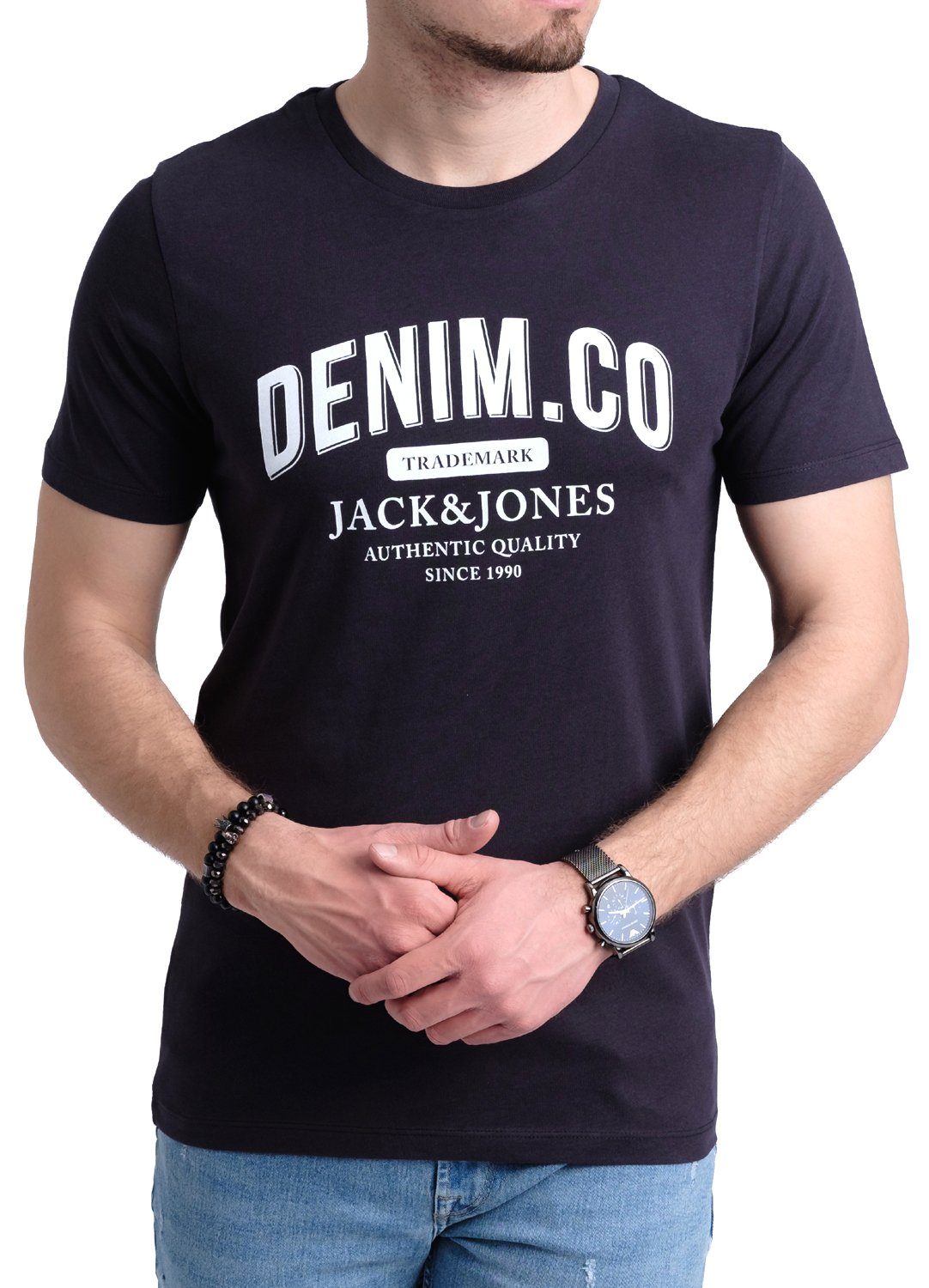 Jones Print-Shirt mit Baumwolle Jack & aus T-Shirt Aufdruck OPT11