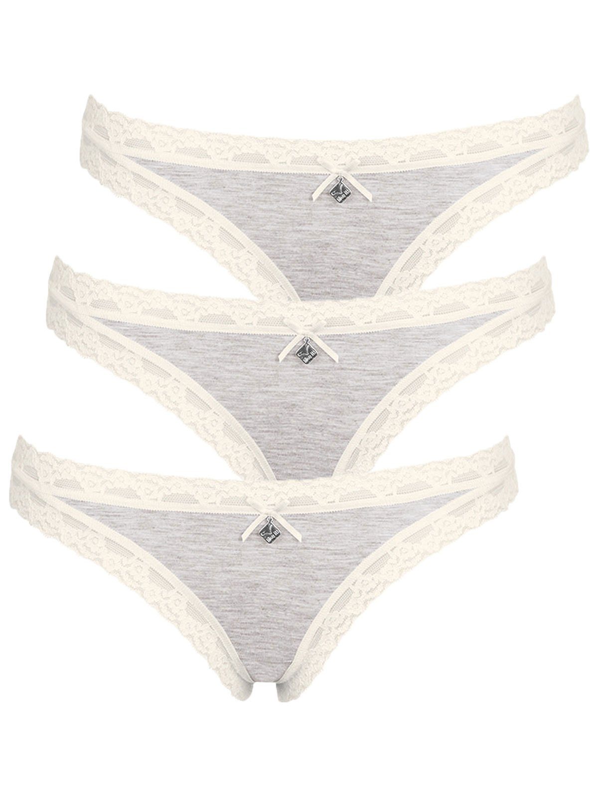 it! 3-St) String 3er Pack grey String Kim Damen (Packung, ivory like Zwickel