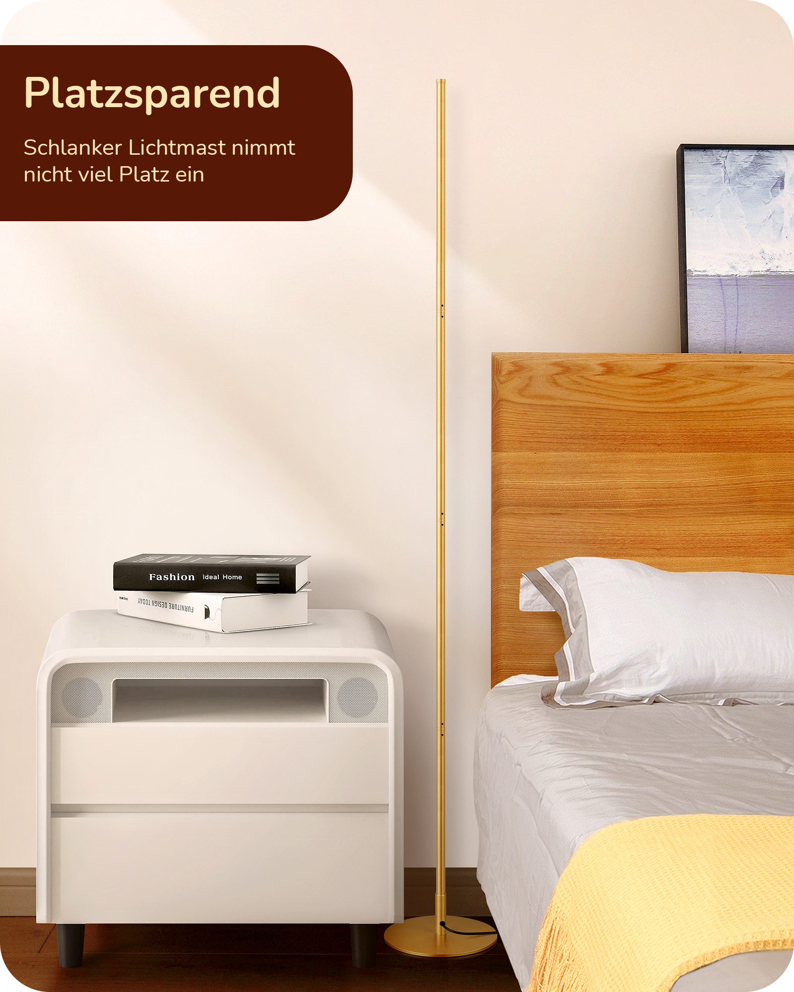 EDISHINE LED Stehlampe Wohnzimmer dimmbar, LED fest integriert, warmweiß, Minimalistische Stehleuchte