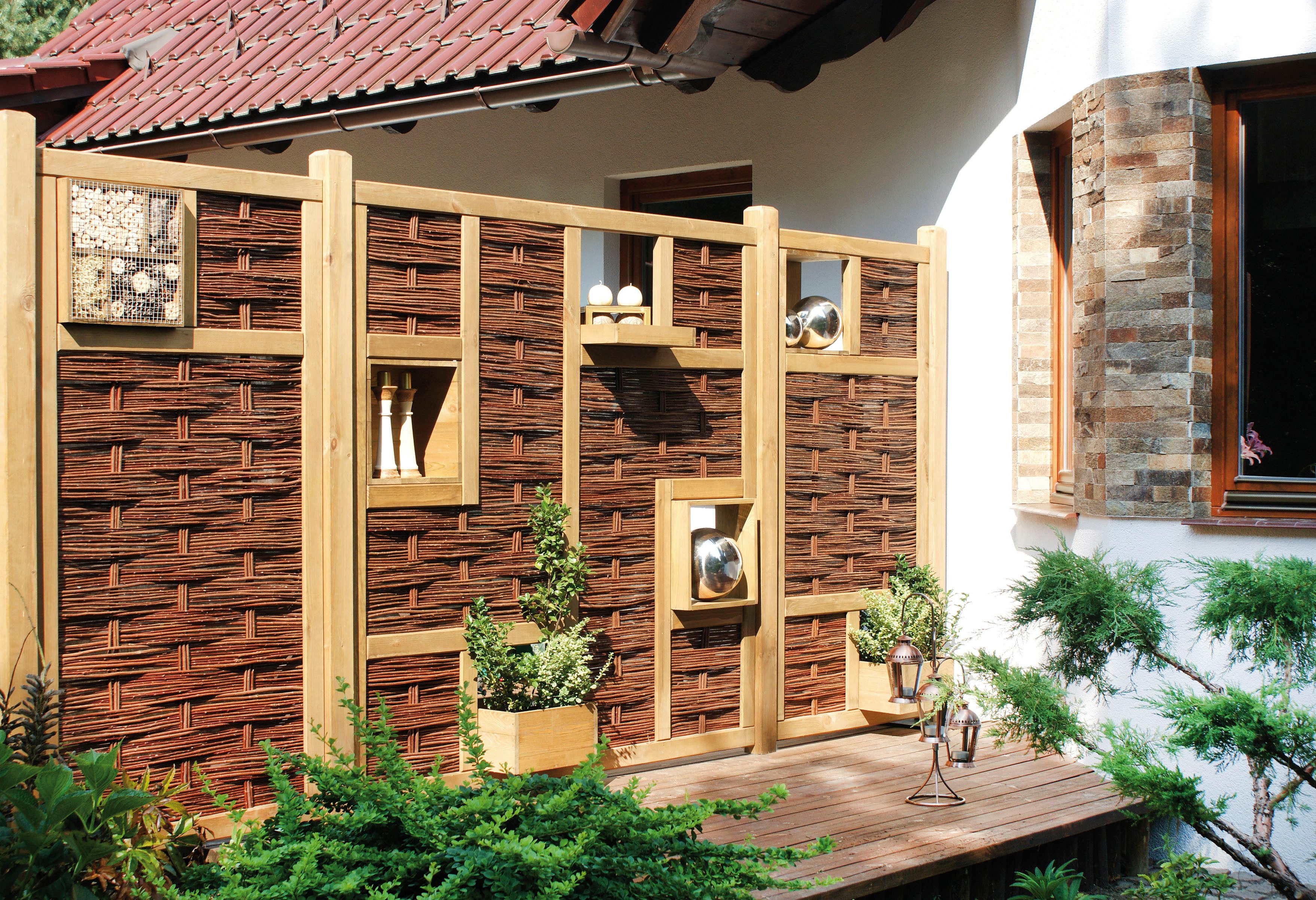 Tetzner & Jentzsch Sichtschutzelement LABOE, (Spar-Set), hochwertiges 3D‑Weidengeflecht in verschiedenen Längen