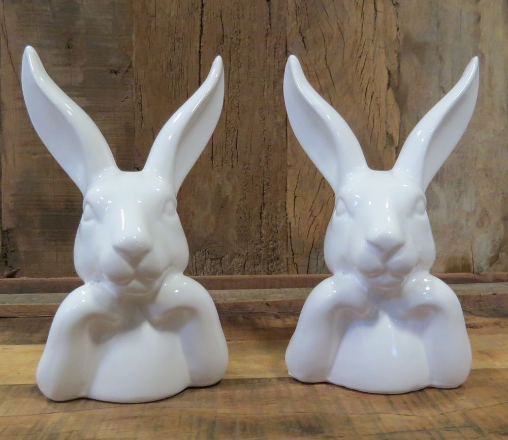 Osterhase Hase Ostern 2er Set Hasenbüste Modern 17 cm, 2er Set