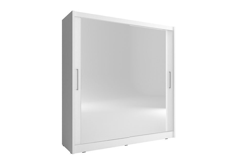 Weiß 200cm Türen Kleider Spiegel Schrank JVmoebel Schränke Kleiderschrank Schlafzimmer Schwebe