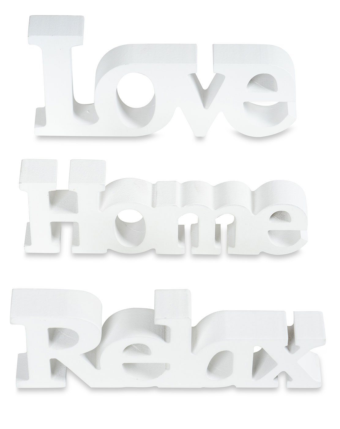 Levandeo® Deko-Schriftzug, levandeo 3er Set Schriftzug Holz Love Home Relax weiß shabby