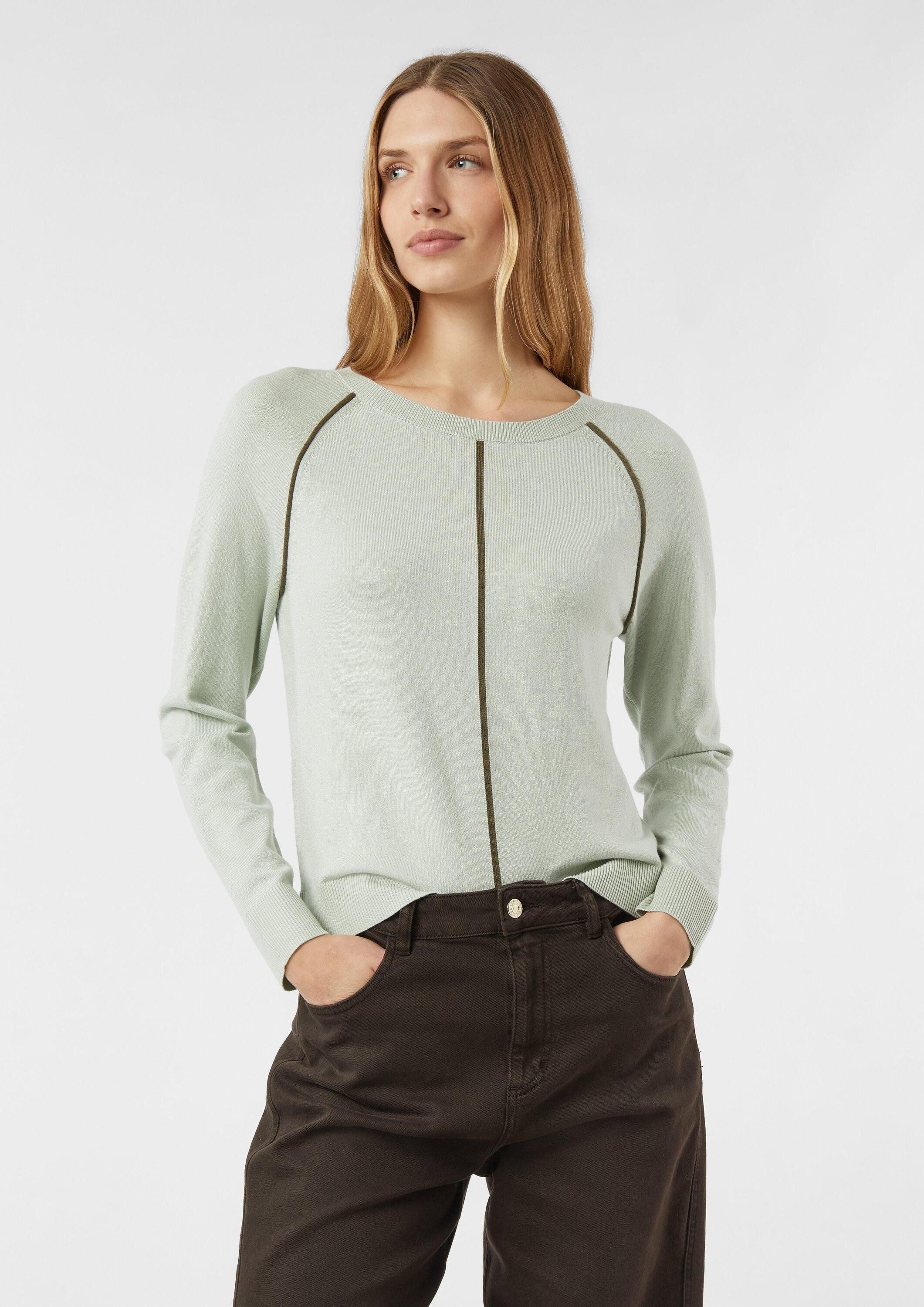 comma Длинные Вязаные свитера Feinstrickpullover aus Viskosemix mit Kontrastreifen