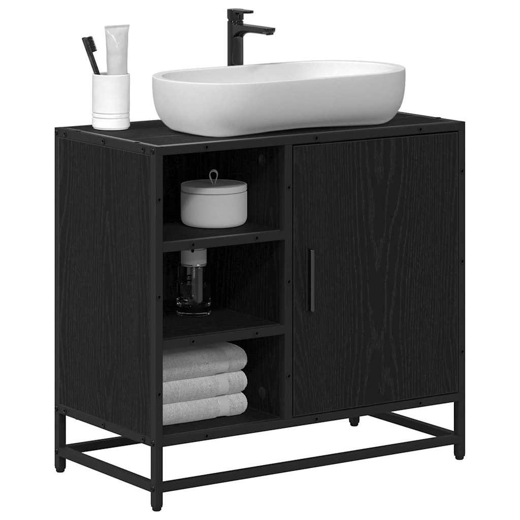 vidaXL Badezimmer-Set Badezimmer Waschbecken Schrank Schwarze günstig online kaufen