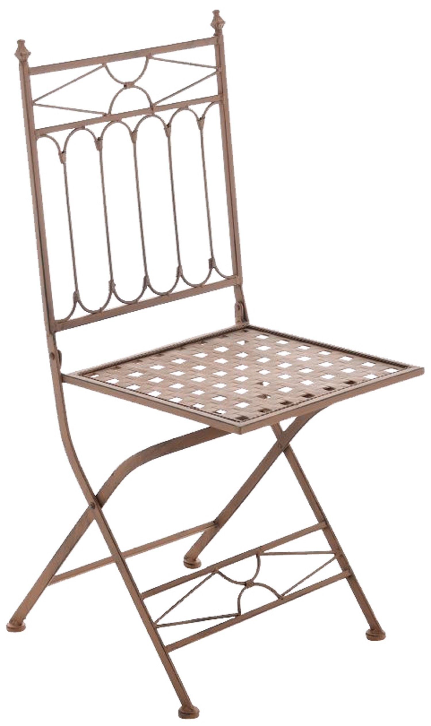 handgefertigtem den Balkonstuhl, TPFLiving - 95cm Metallstuhl Terrassenstuhl x 2er x Gartenstuhl Set Eisen, 43 - Farbe: aus (TxBxH): und braun - St), stabiler für Asiri 1 antik Klappstühle (Hochwertiger Maße 40 Garten