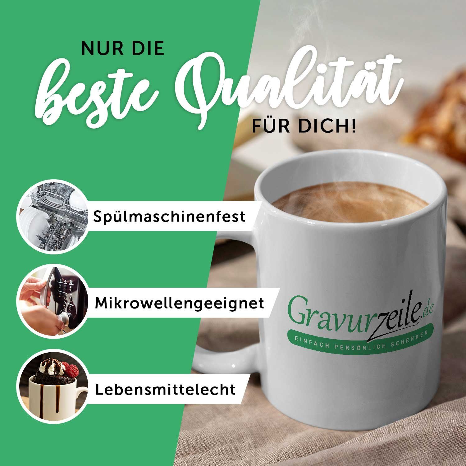 GRAVURZEILE Tasse mit Spruch - Wenn dein Schwanz so groß ist wie deine Fresse, Keramik, Farbe: Weiß
