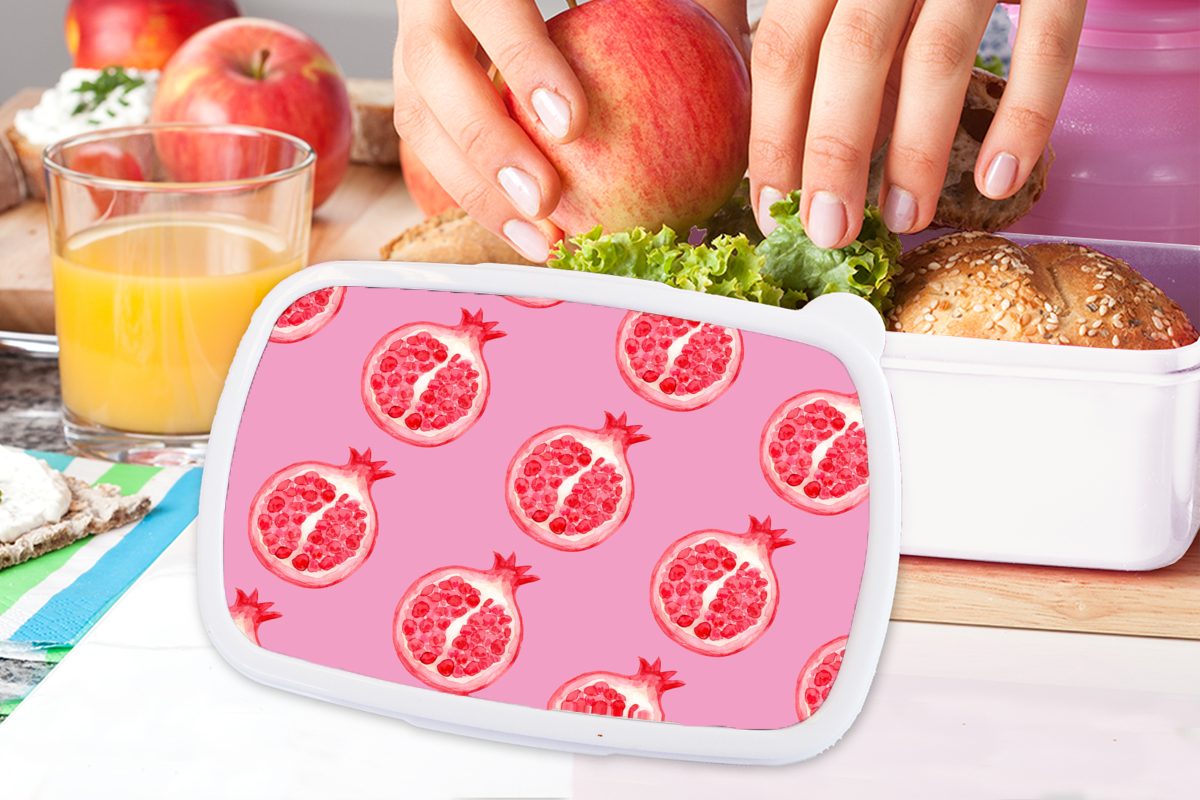 - Erwachsene, Brotbox Mädchen für Rosa und Kinder Jungs MuchoWow und Obst Brotdose, (2-tlg), weiß - für Lunchbox Kunststoff, Muster,