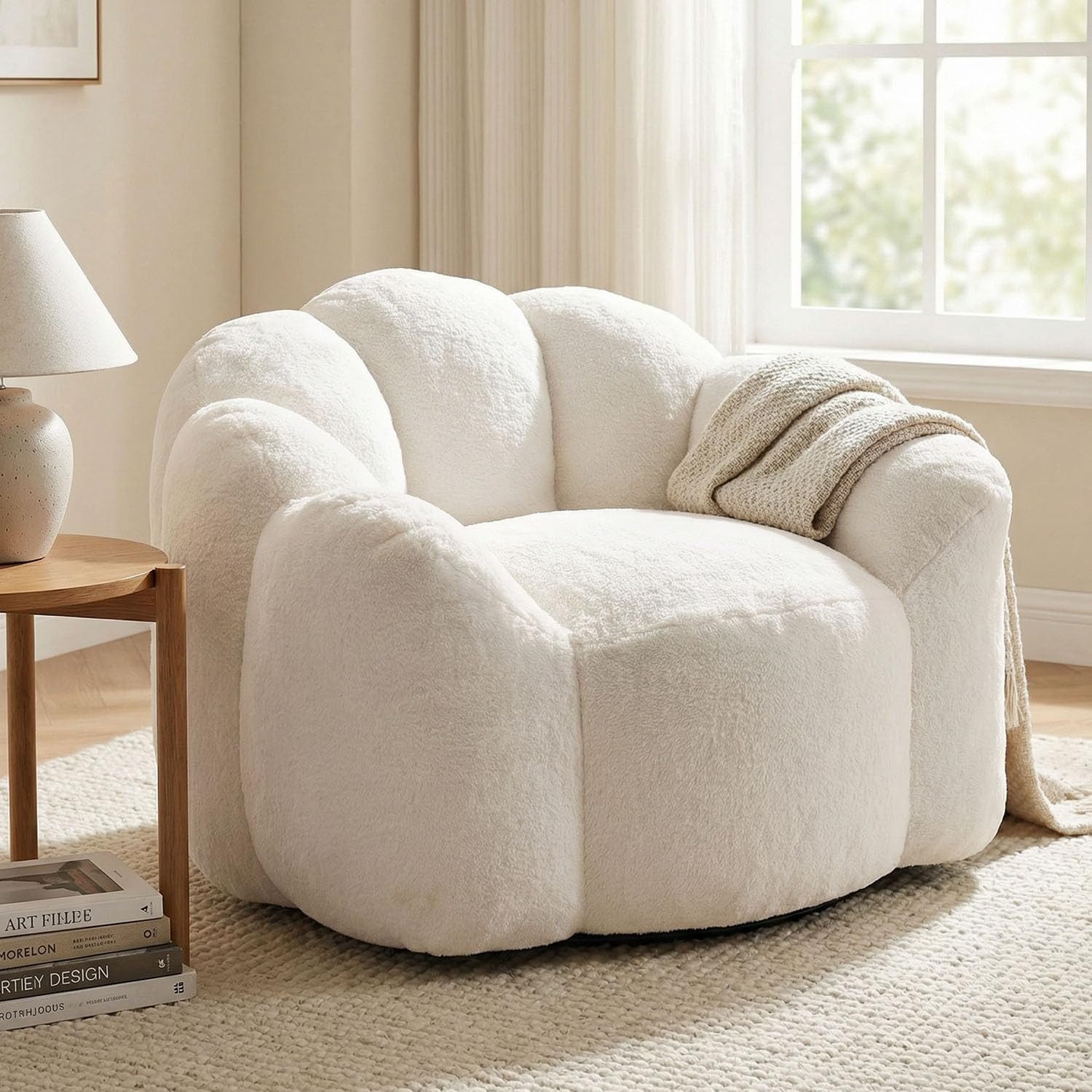 ANYSUN Sofa Kompakt-Sofa aus Lotus-förmiges,Einzelstuhl,Lounge-Sessel, Sitzsitz für Erwachsene, mit Kurzflor-Griffzug, Ohne Montage sofort,geeignet für Wohnzimmer, Schlafzimmer