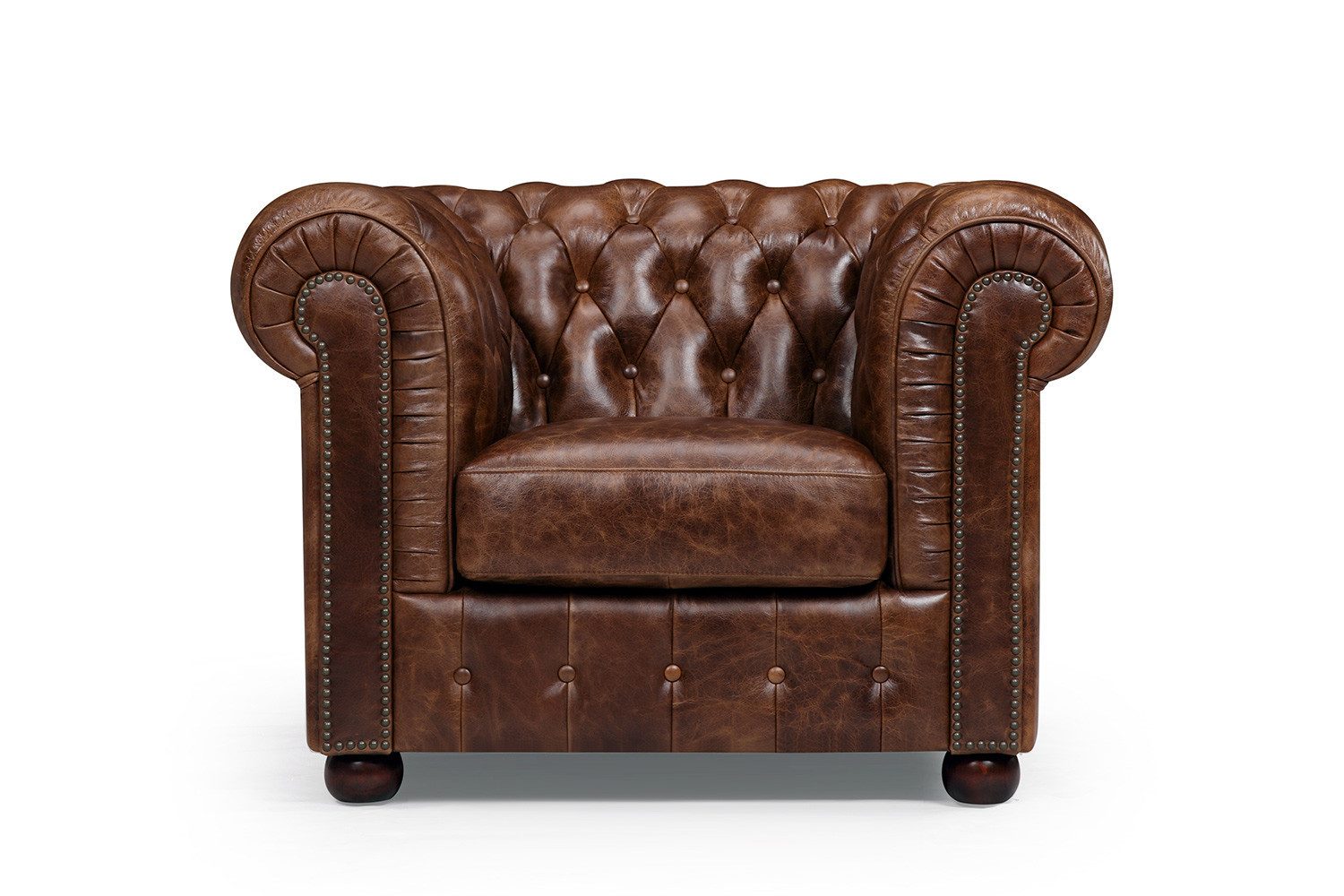 JVmoebel Chesterfield-Sessel Vollleder Chesterfield Sessel im Antik Stil mit klassischem Charme (Sessel Chesterfield Napoli), Made in Europa