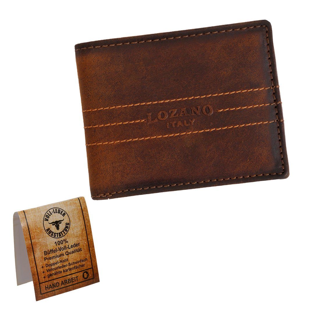 Geldbörse Herren Brieftasche Börse SHG Schutz mit Portemonnaie, Münzfach Männerbörse Leder RFID Lederbörse Büffelleder