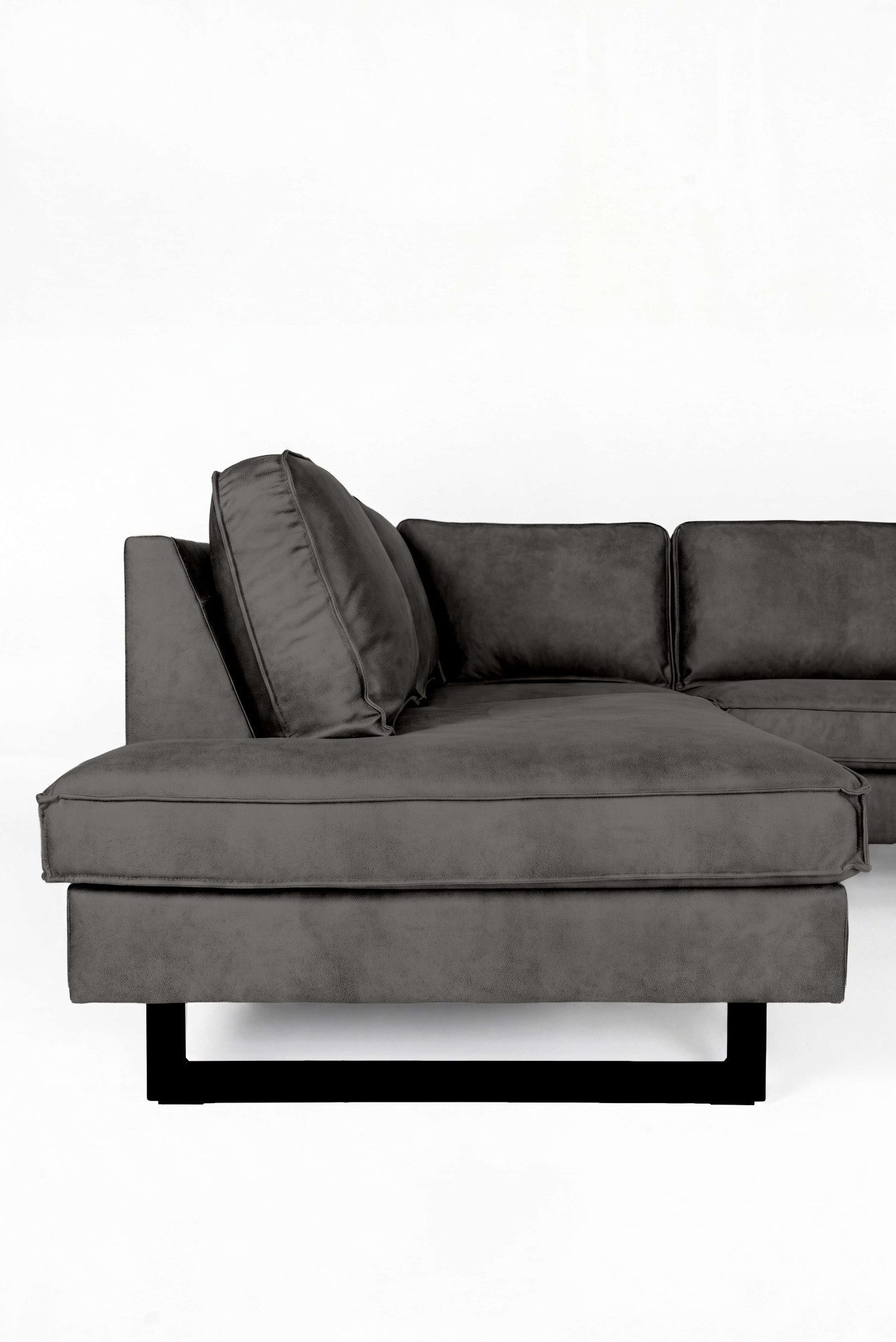Home affaire Wohnlandschaft Pinto, 350 cm, U-Form, XXL, mit Ottomanen, Cord, Chenille, Lederoptik, mit Keder, Metallfüße, Wellenunterfederung