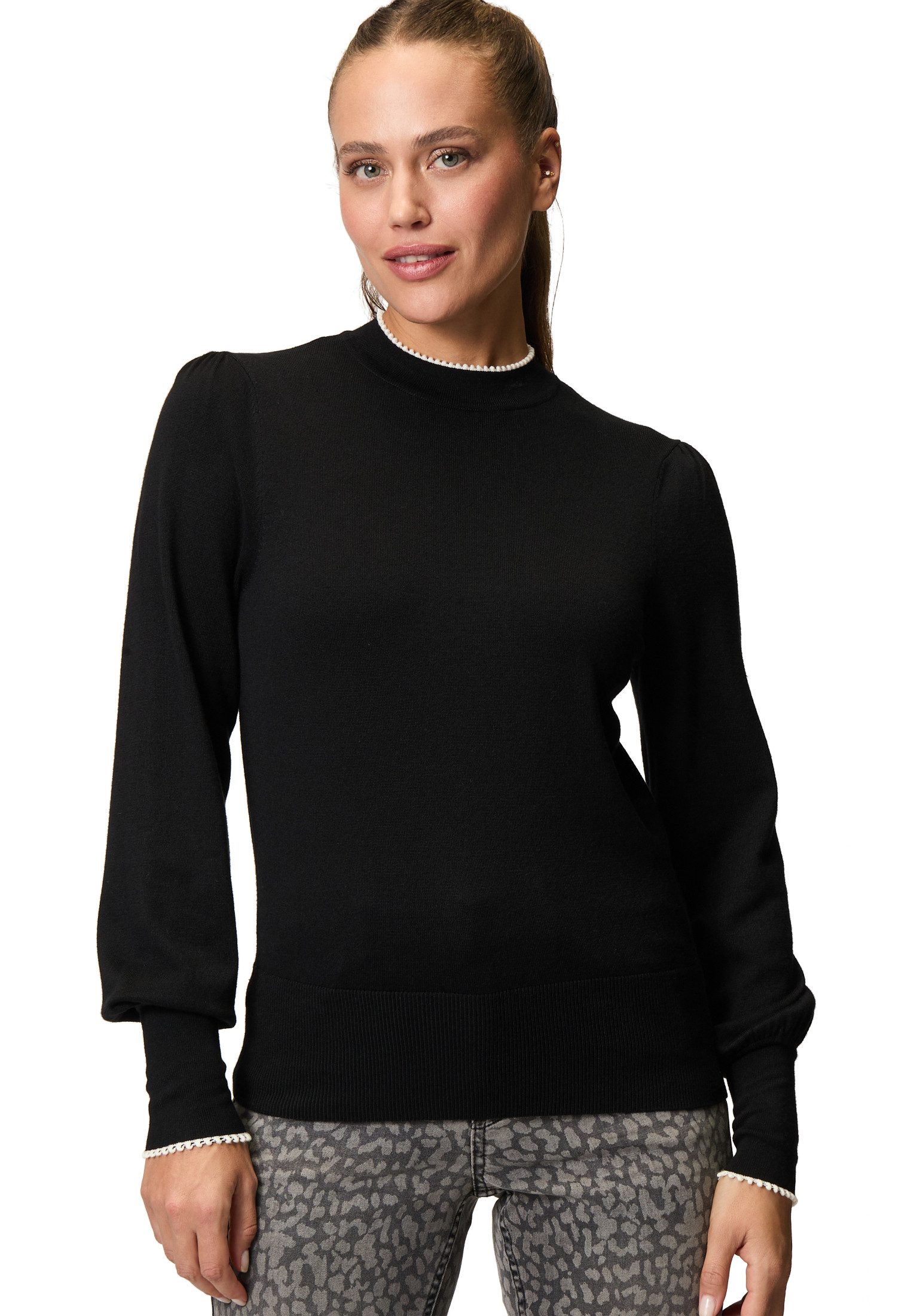 Zero Strickpullover zero Pullover mit Kontrastpaspel günstig online kaufen