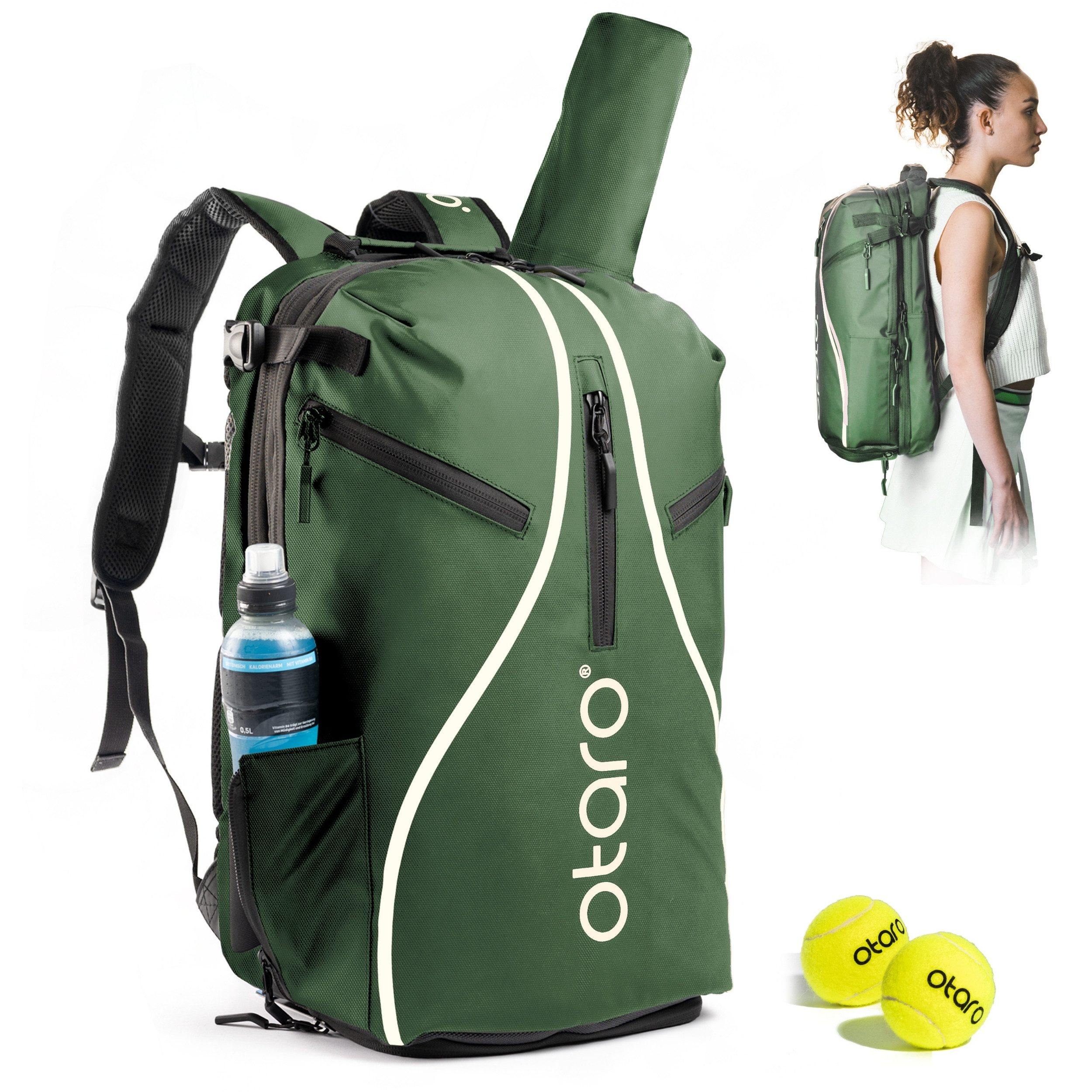 Otaro Tennisrucksack Tennisrucksack mit Schuhfach für 2 Schläger, Pro 42L