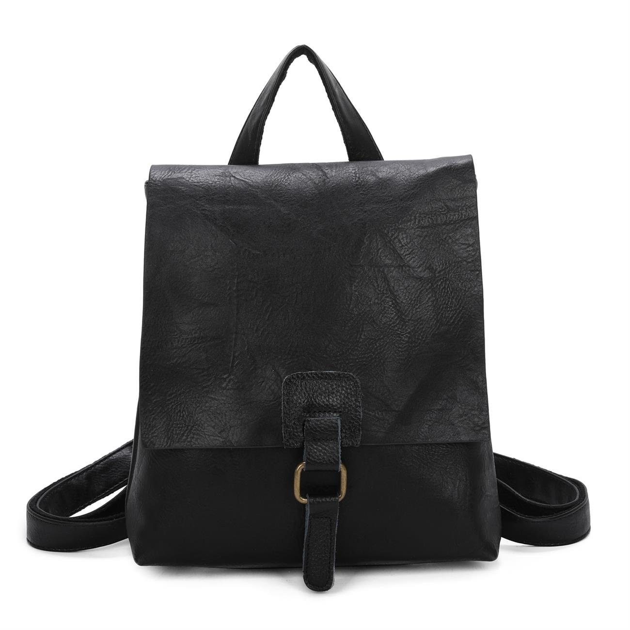 ITALYSHOP24 Rucksack Damen Schultertasche Backpack Umhängetasche CrossBody Leder Optik Bag, Geräumiges Hauptfach, praktische Fächer, komfortabel, leicht & robust