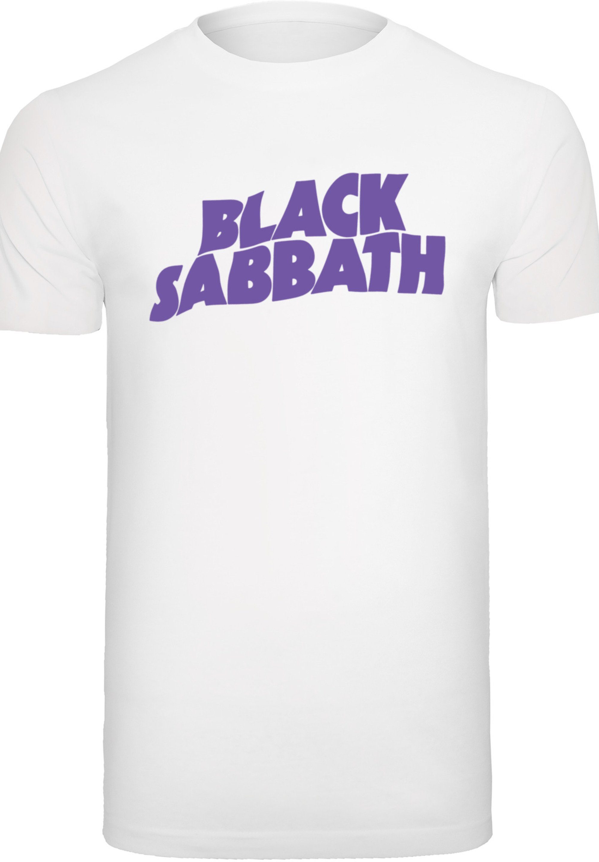 F4NT4STIC T-Shirt Black Sabbath Band Wavy Logo Print Black Heavy weiß Metal
