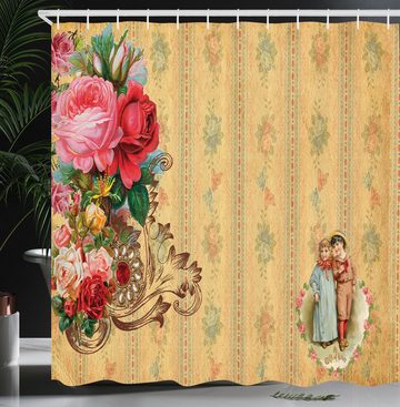 Abakuhaus Duschvorhang Moderner Digitaldruck mit 12 Haken auf Stoff Wasser Resistent Breite 175 cm, Höhe 180 cm, Vintage Romantisches Land Roses
