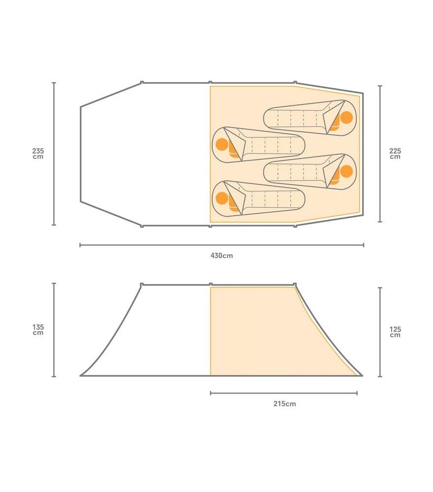 Regatta Kuppelzelt Campingzelt Montegra - wasserabweisend, 2 Eingange, für 4 Personen, Personen: 4