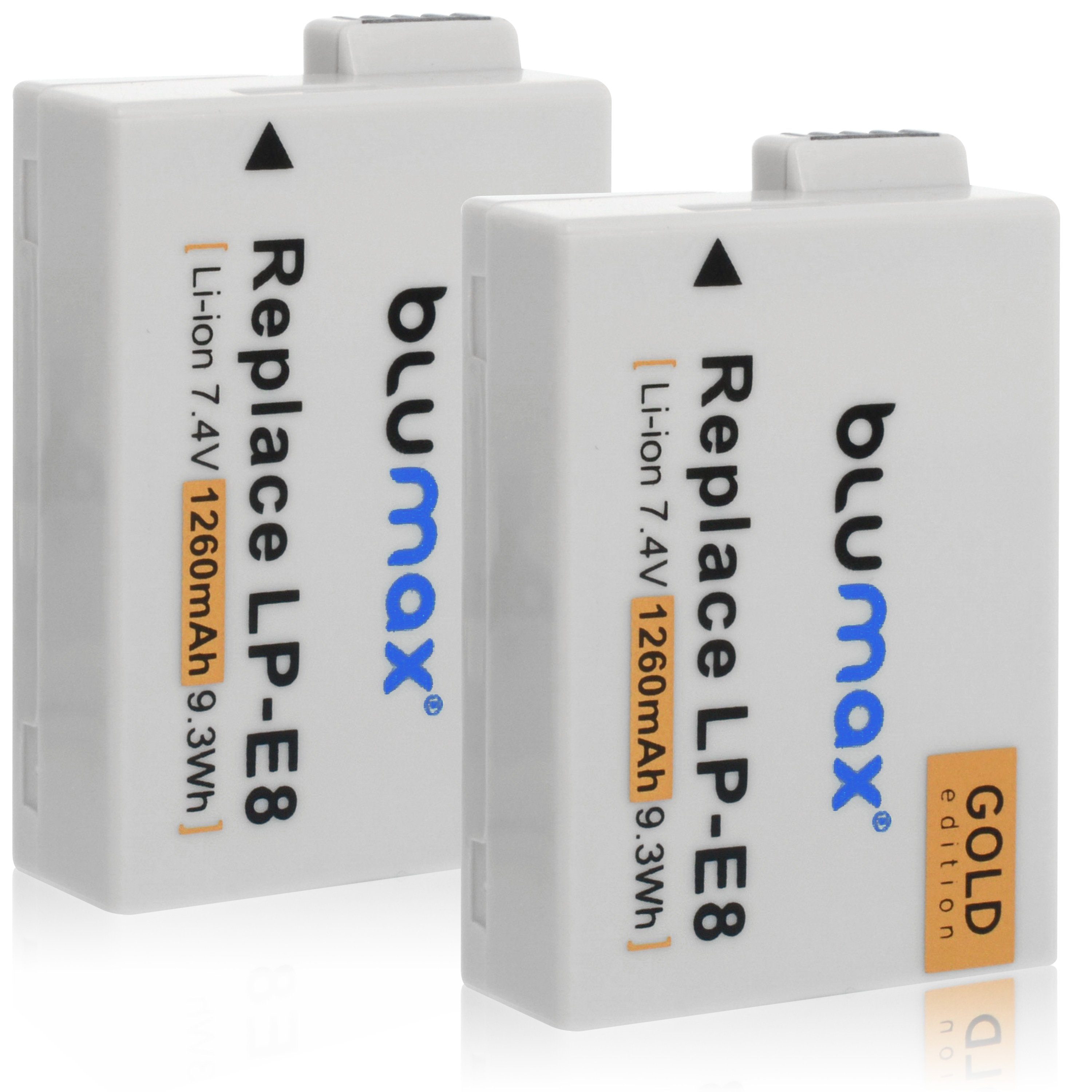 Blumax 2x EOS 550D, 600D, 650D, 700D - LP-E8 1260 mAh Kamera-Akku