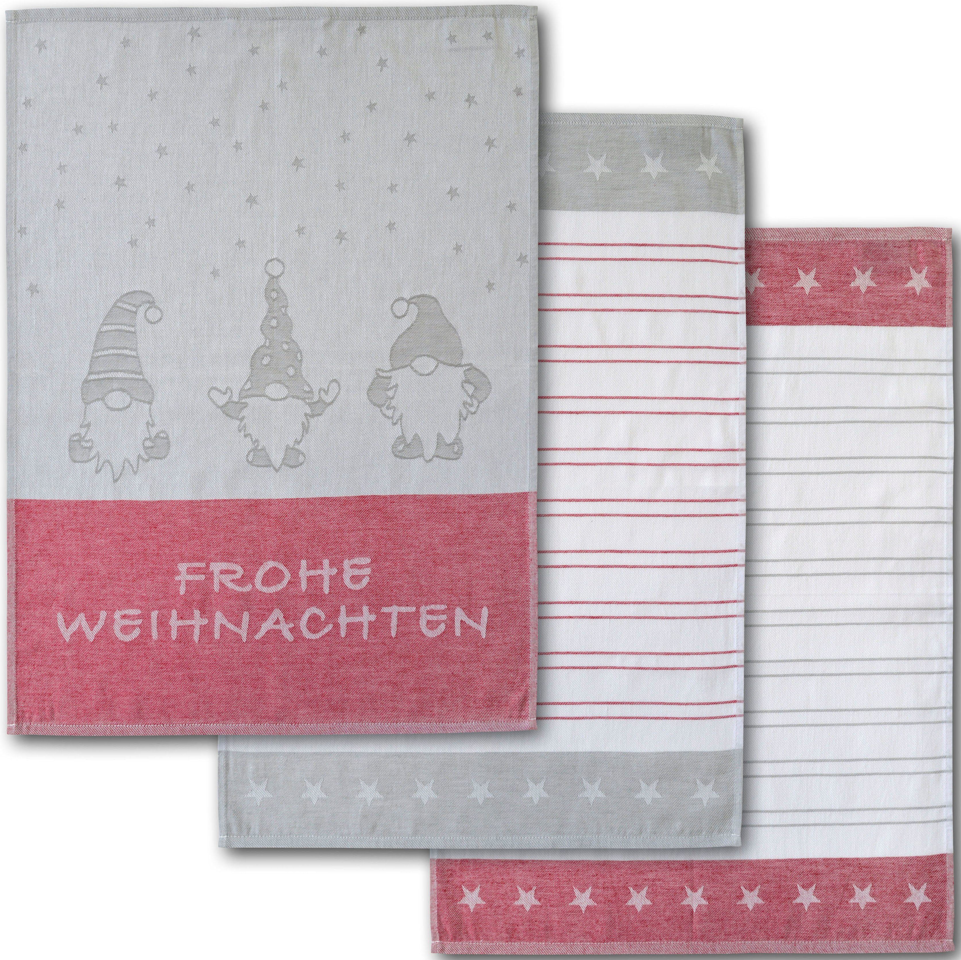 Dyckhoff Geschirrtuch Wichtel, mit Schriftzug Frohe Weihnachten, Streifen u günstig online kaufen
