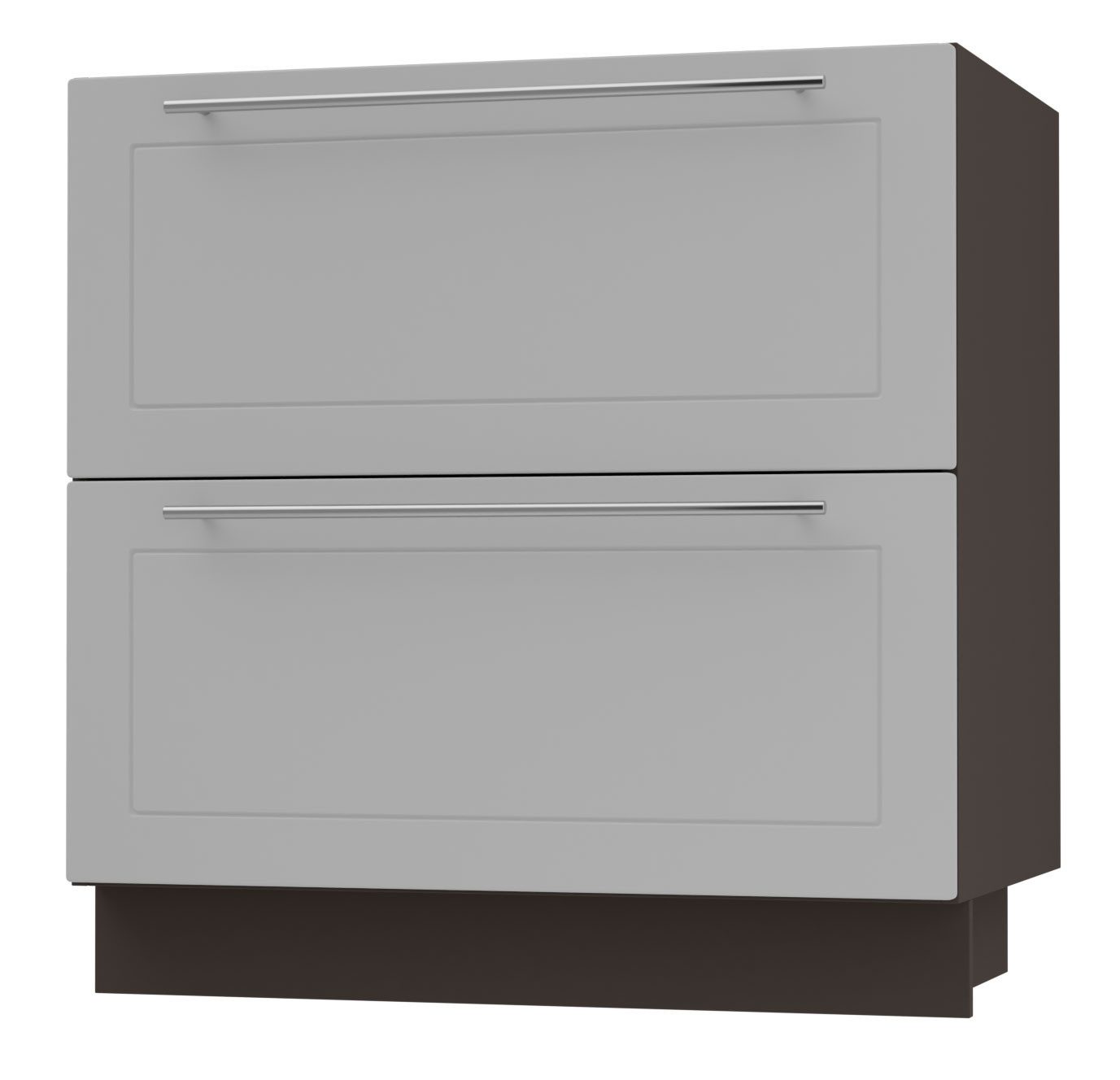 Feldmann-Wohnen Auszugsunterschrank Bari (D2A/80, 2 Schubladen, HETTICH InnoTech Atira Vollauszug, 1-St., moderne Kassettenoptik, lackierte Fronten, 80x50x82cm) lava / RAL 7040 fenstergrau matt