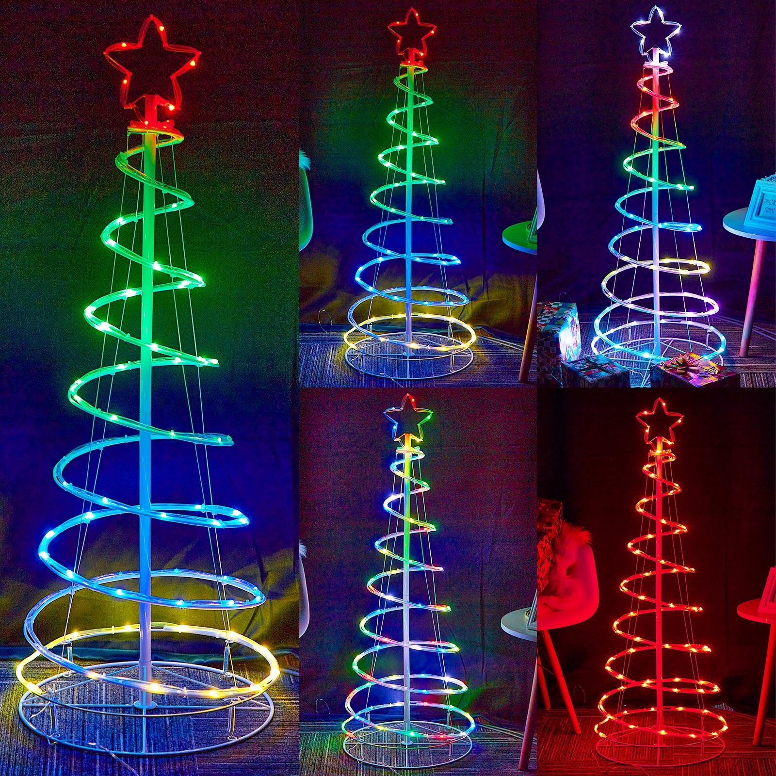 Multicolors), Timer, Baum 8 Einzelfarben USB, für Schlafzimmer + Künstlicher Weihnachtsbaum, RGB, Rosnek faltbar, RGBW(16 Weihnachtsdeko, Fernbedienung Modi, Wohnzimmer, LED