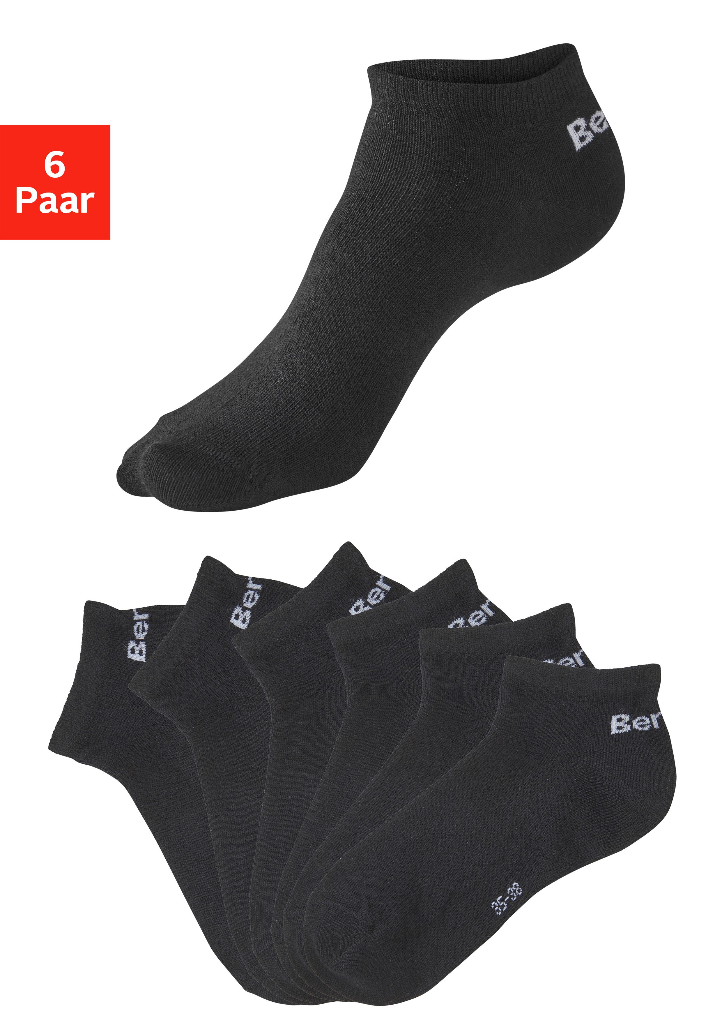 Bench. Sneakersocken für Damen und Herren in Baumwollmischung, für Sport und Freizeit (Packung, 6-Paar, Gr. 35-38 bis 43-46) mit klassischem Logoschriftzug, ohne Frottee