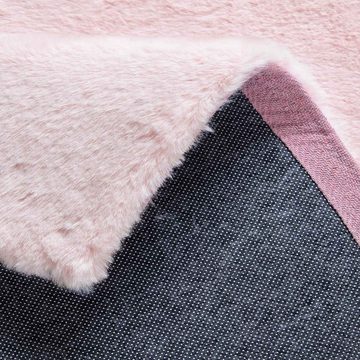 Teppich Fellteppich Kunstfell Teppich Imitat in Rose Dicht Flauschig, Vimoda, Rund, Höhe: 30 mm