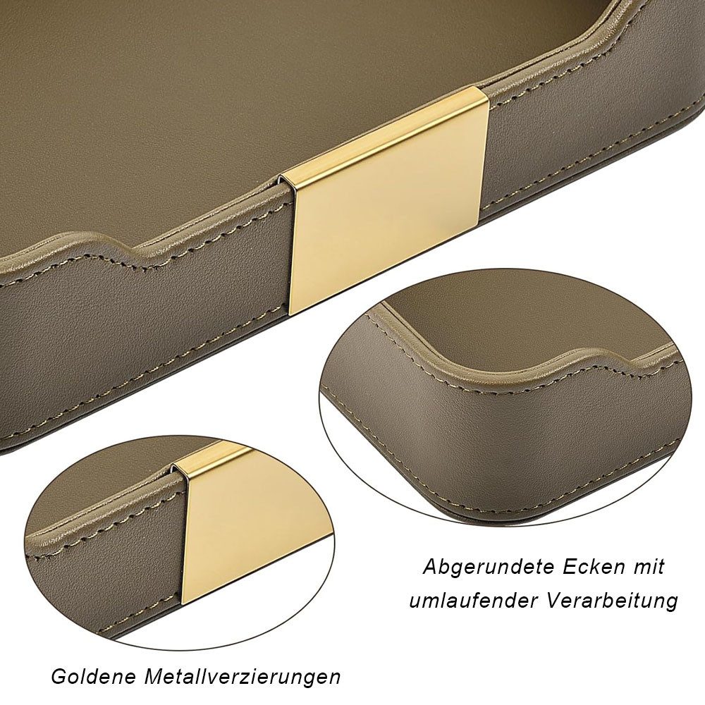 AFKSMILE Dekotablett Lederschale Schlüsselschale Aufbewahrung Schlüsselablage Organizer, Ablage Tablett Schale für Schlüssel, Flur zu halten Schmuck, Uhren – Bild 3 von 5