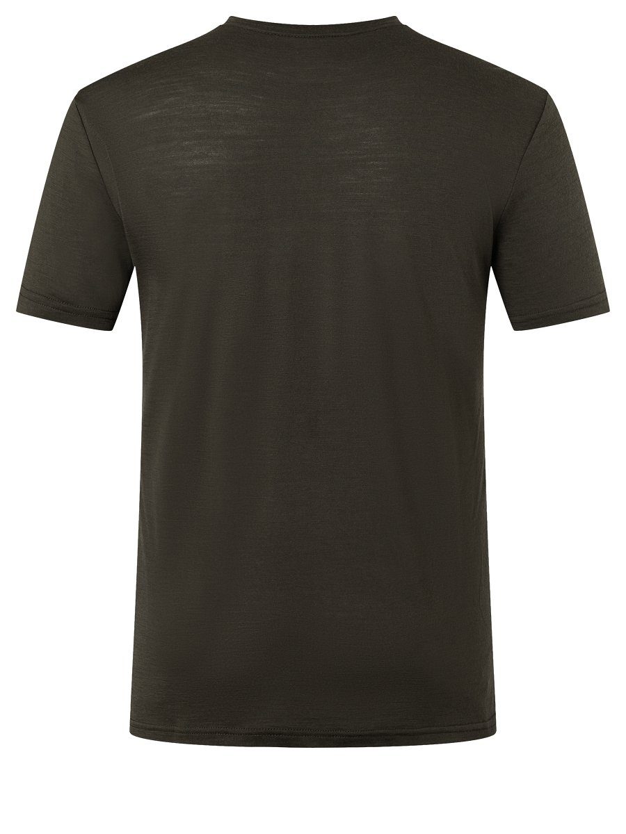 T-Shirt Ink/Feather funktioneller SUPER.NATURAL Merino M LANDI TEE Print-Shirt Grey Black Merino-Materialmix