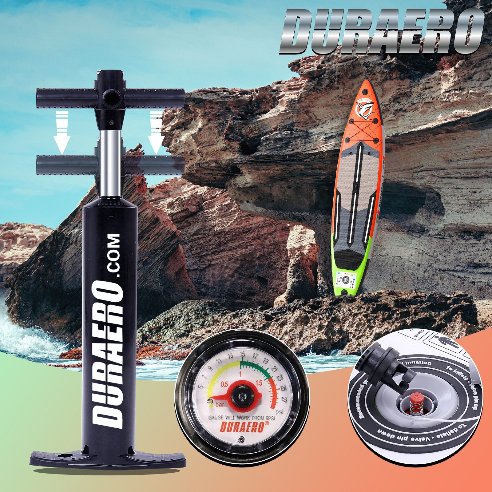 DURAERO Inflatable SUP-Board Stand up Paddle Board Aufblasbare SUP Board Set, 330x76x15cm