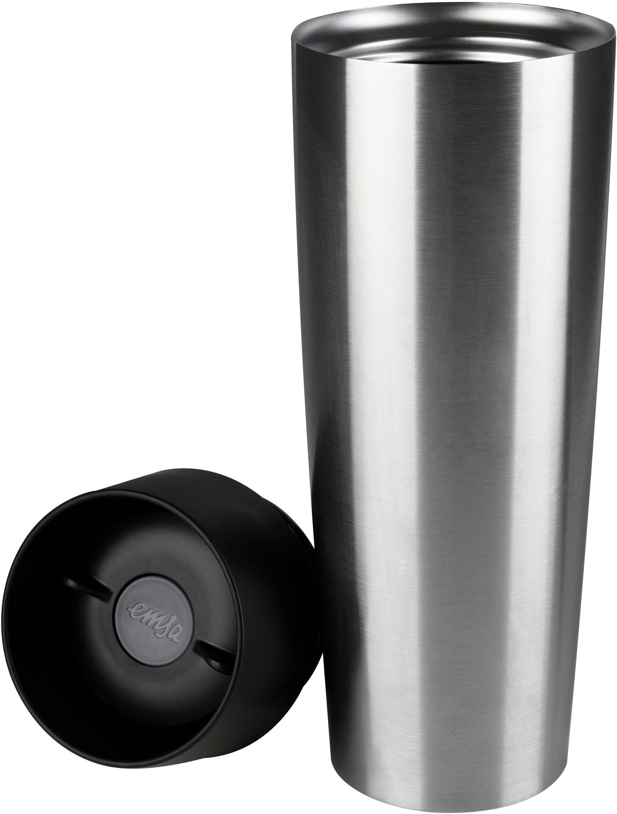 Emsa Thermobecher Travel Mug Grande, Edelstahl, 12h spülmaschinenfest,6h 0,5L, 360°Trinköffnung, kalt warm/ Edelstahl