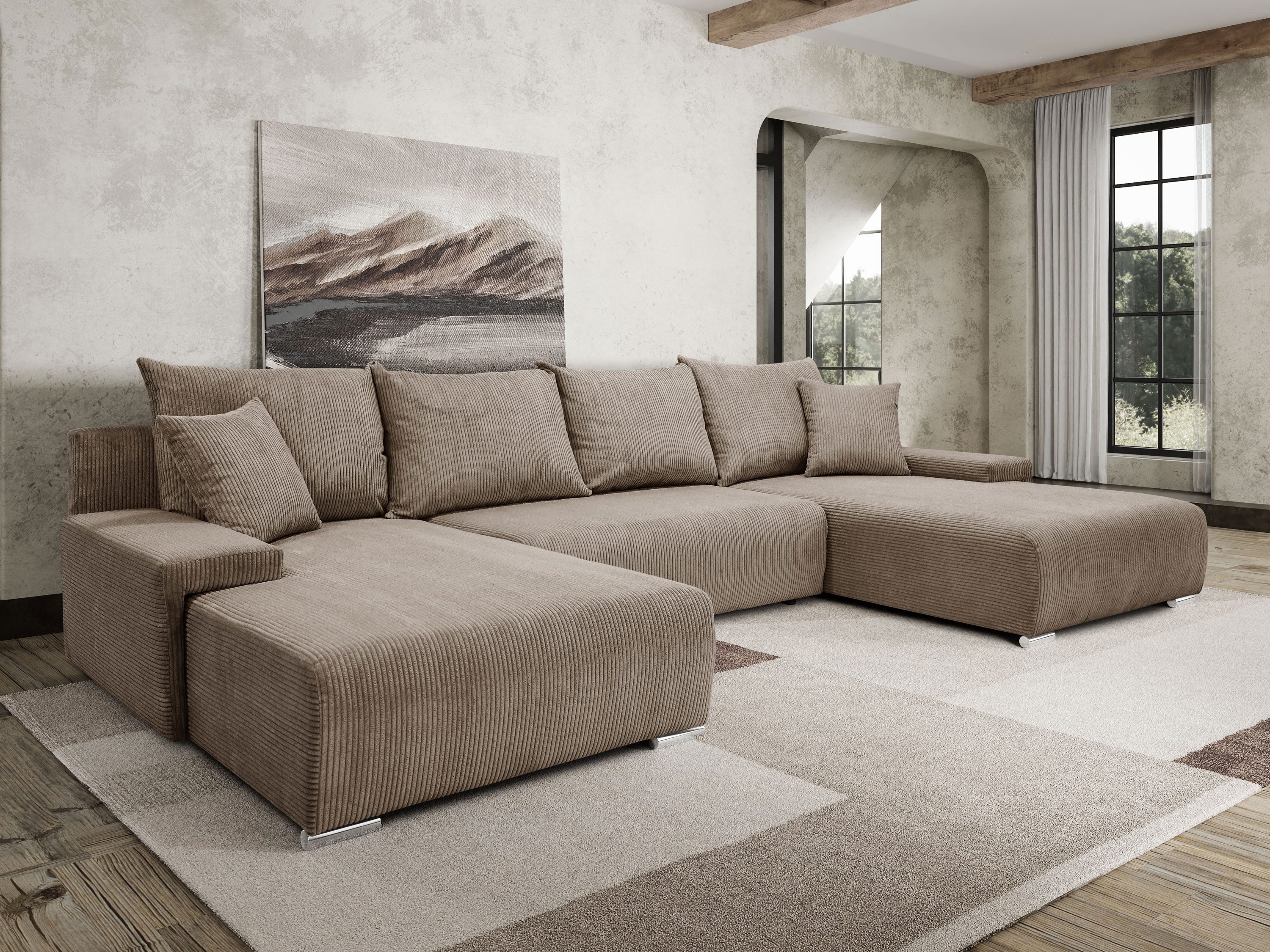 Kaiser Möbel Ecksofa Sofa U form, Couch U form Livorno U stoff Poso, komfortabel, bequem, praktisch