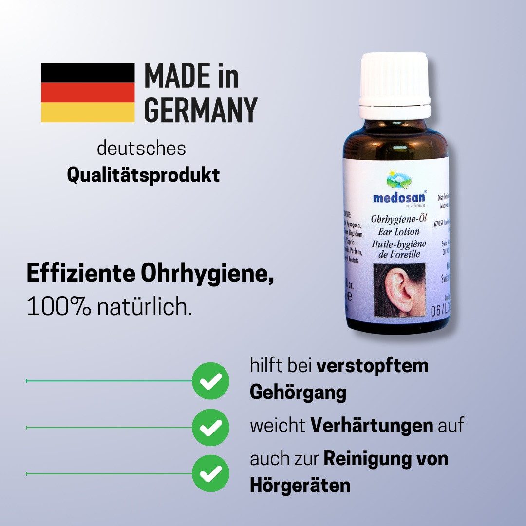 Medosan Ohrenschmalz-Entferner Ohrhygiene-Öl, für Hörgeräte geeignet