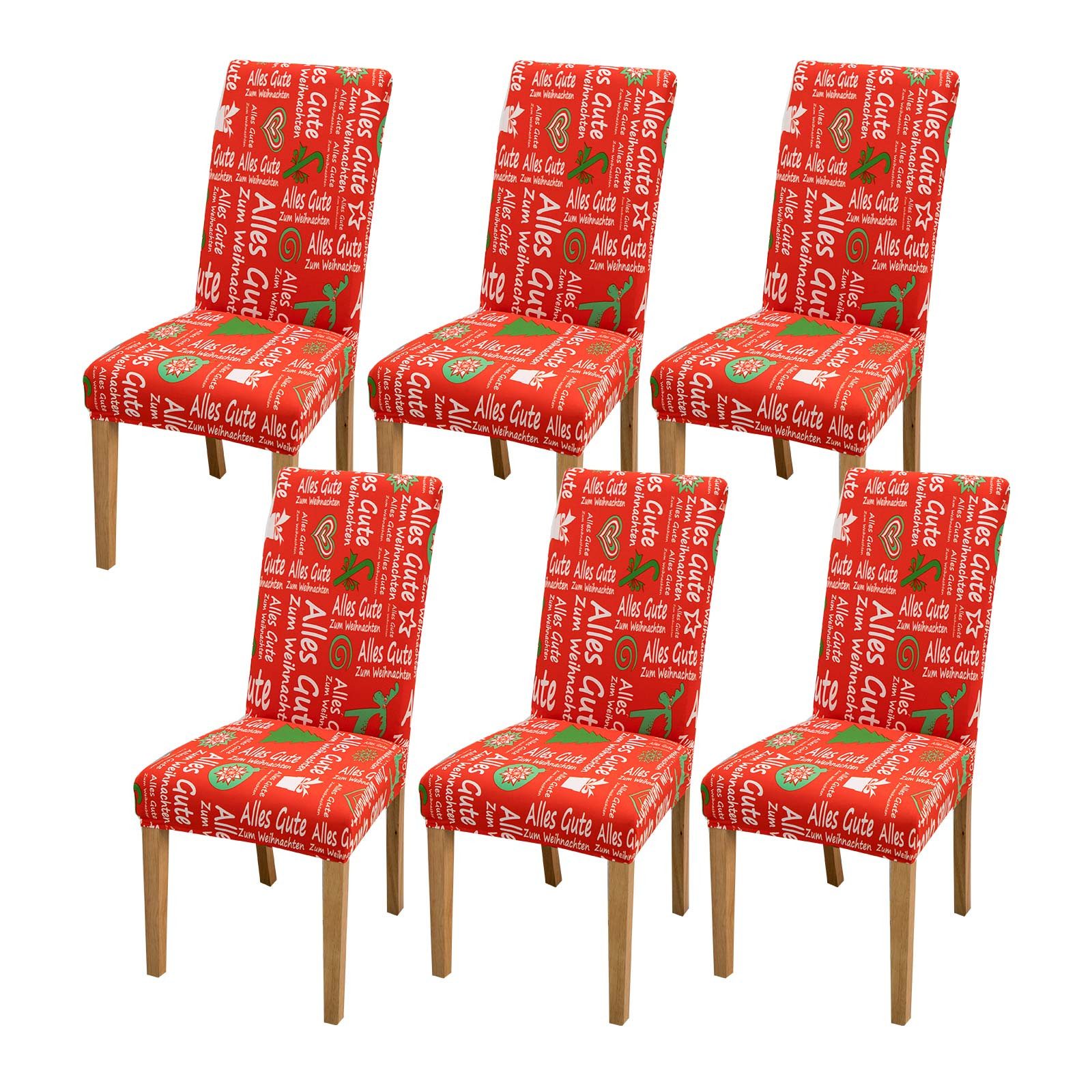 Stuhlbezug Stuhlhussen 4/6er Set Weihnachten Spannbezug für Stühle