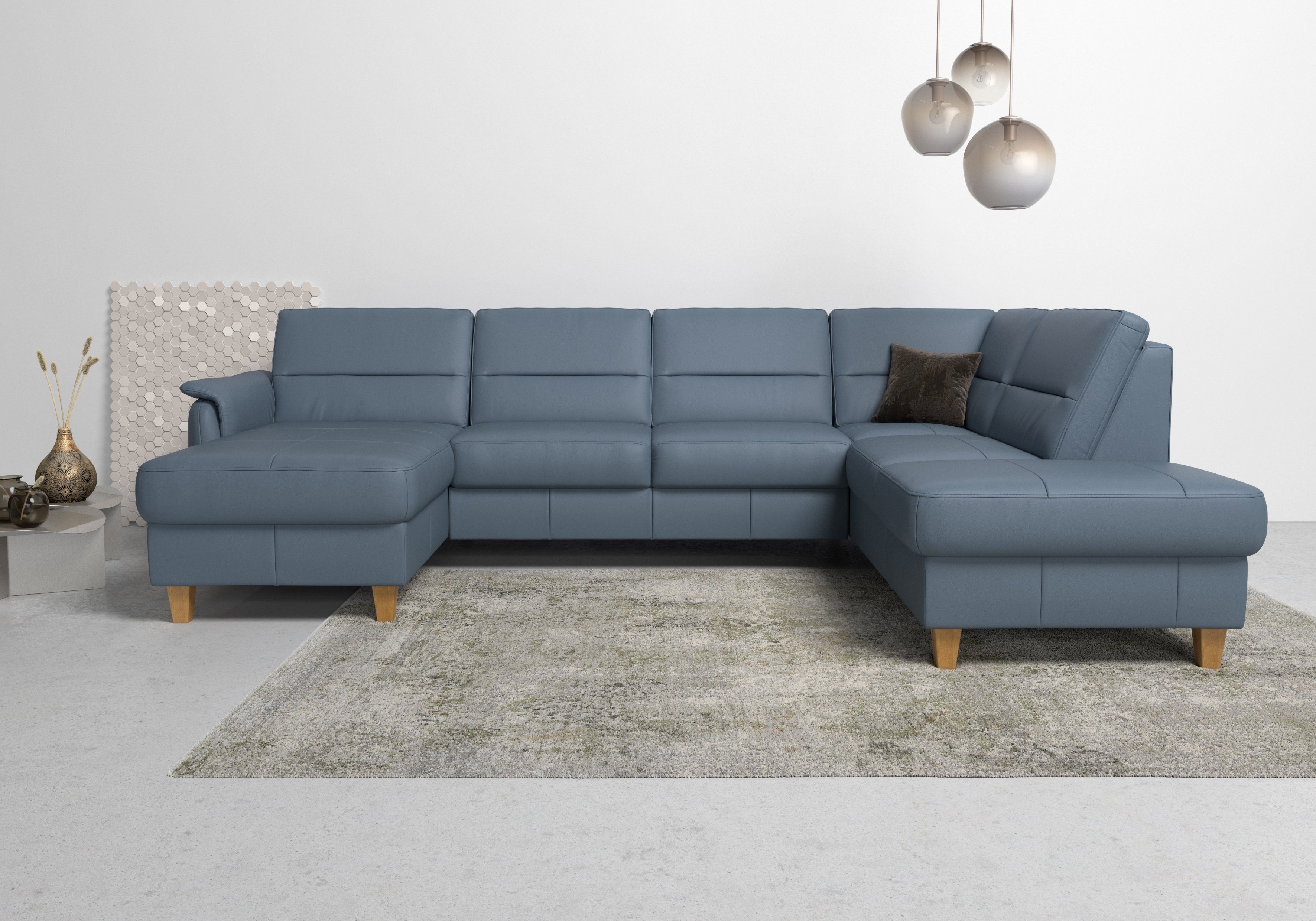 Home affaire Wohnlandschaft "Palmera U-Form", Federkern, wahlweise mit Bett günstig online kaufen