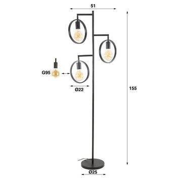 famlights Stehlampe, Stehleuchte Idris in Altsilber E27 3-flammig, keine Angabe, Leuchtmittel enthalten: Nein, warmweiss, Stehlampe, Standlampe