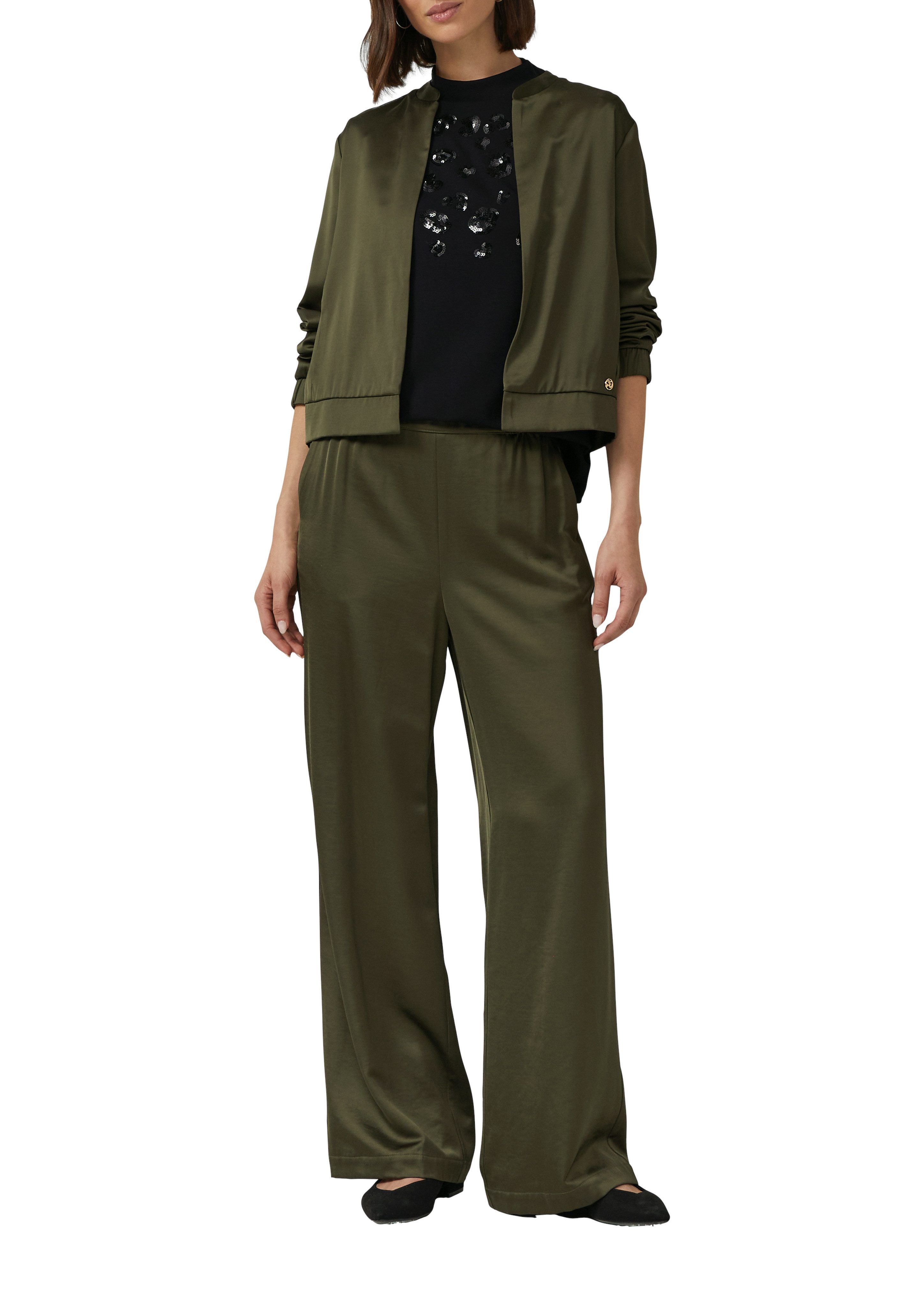 s.Oliver BLACK LABEL 3/4-Arm-Shirt mit Pailletten und feinem hohem Kragen günstig online kaufen