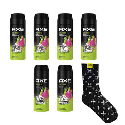 axe Deo-Set 6x 150ml Epic Fresh Deo Männerdeo ohne Aluminium & Socken, Deospray für Herren Männer