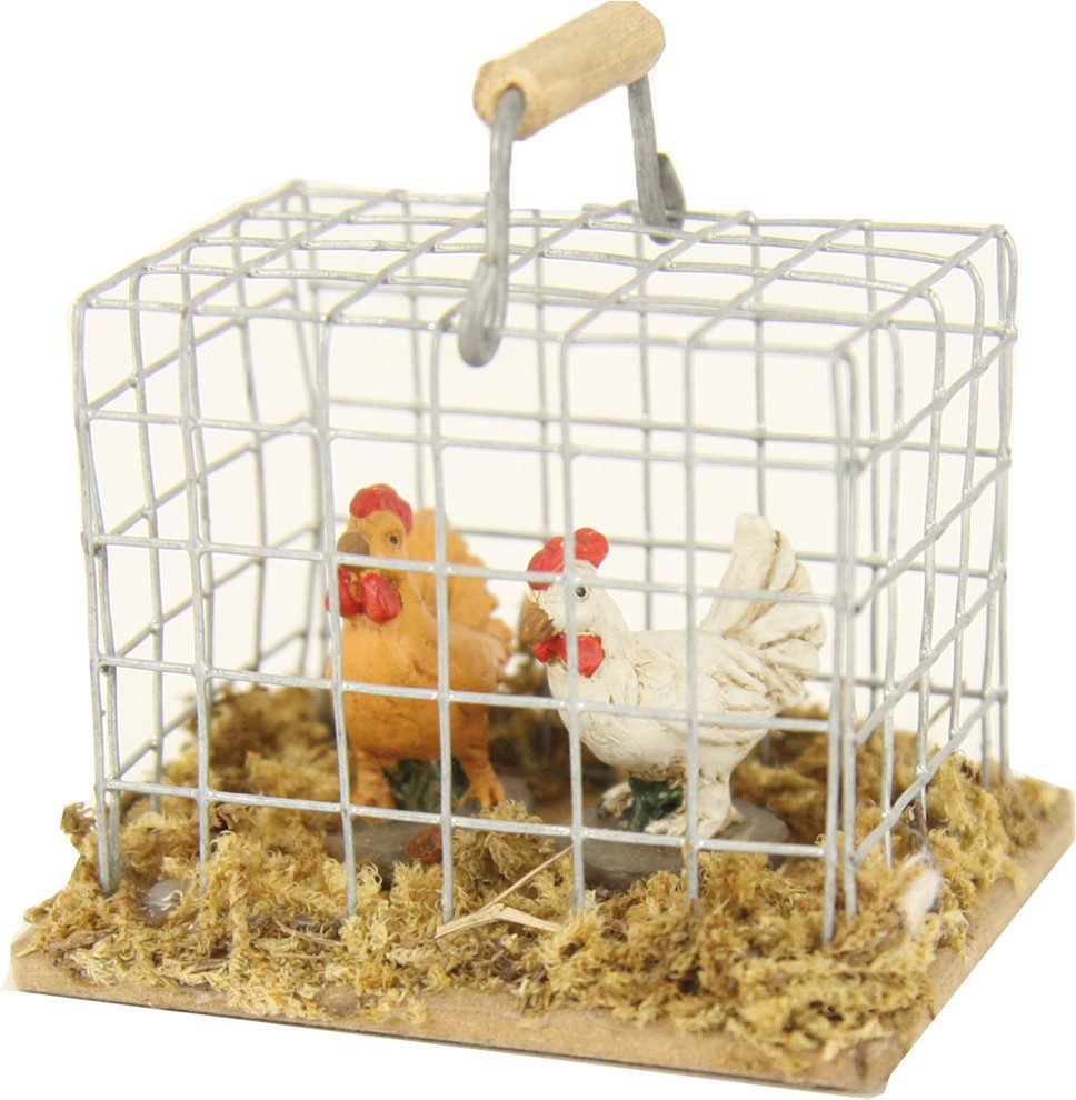 FADEDA Tierfigur FADEDA Käfig mit Hühnern, Höhe in cm: 4,6