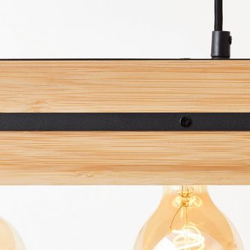 Lightbox Pendelleuchte, ohne Leuchtmittel, Hängelampe, 120 cm Höhe, 60 cm Breite, 4 x E27, kürzbar, Metall/Bambus