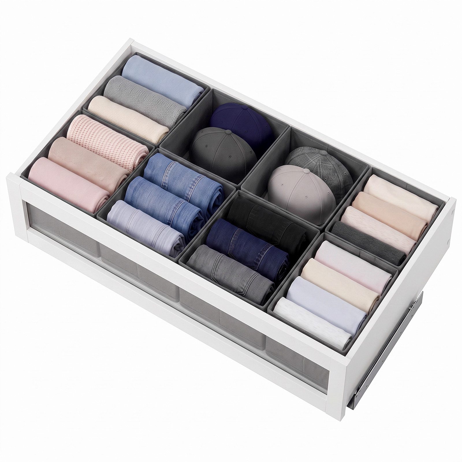Sekey Aufbewahrungsbox Schubladen Organizer aus Vliesstoff – faltbare Aufbewahrungsboxen, 8er-Set, 6 × 24 × 26 × 11 cm + 2 × 16 × 26 × 11 cm für PAX 100