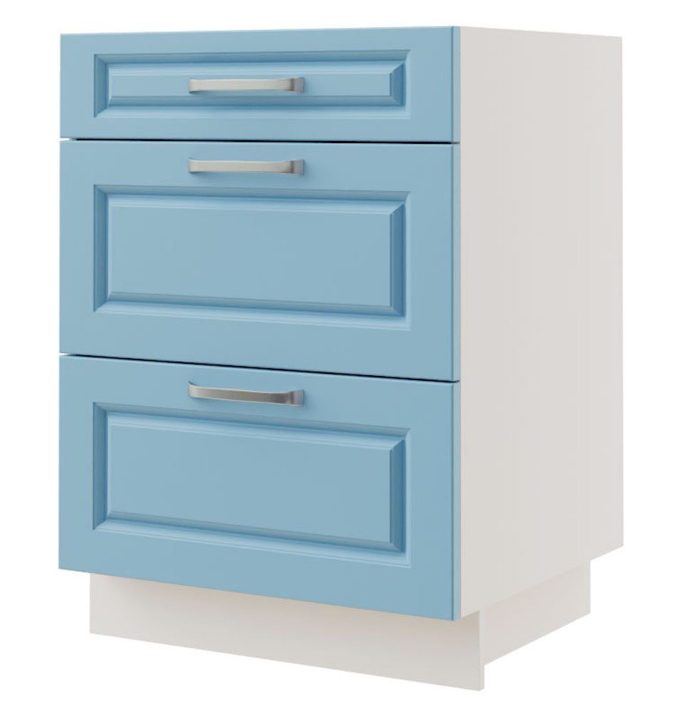 Feldmann-Wohnen Unterschrank Pescara (Pescara, 1-St) 60cm Front- und Korpusfarbe wählbar mit 3 Schubladen (Teilauszug)